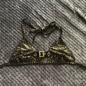 Beach Bunny Bikini Top Chrome Gold and Black